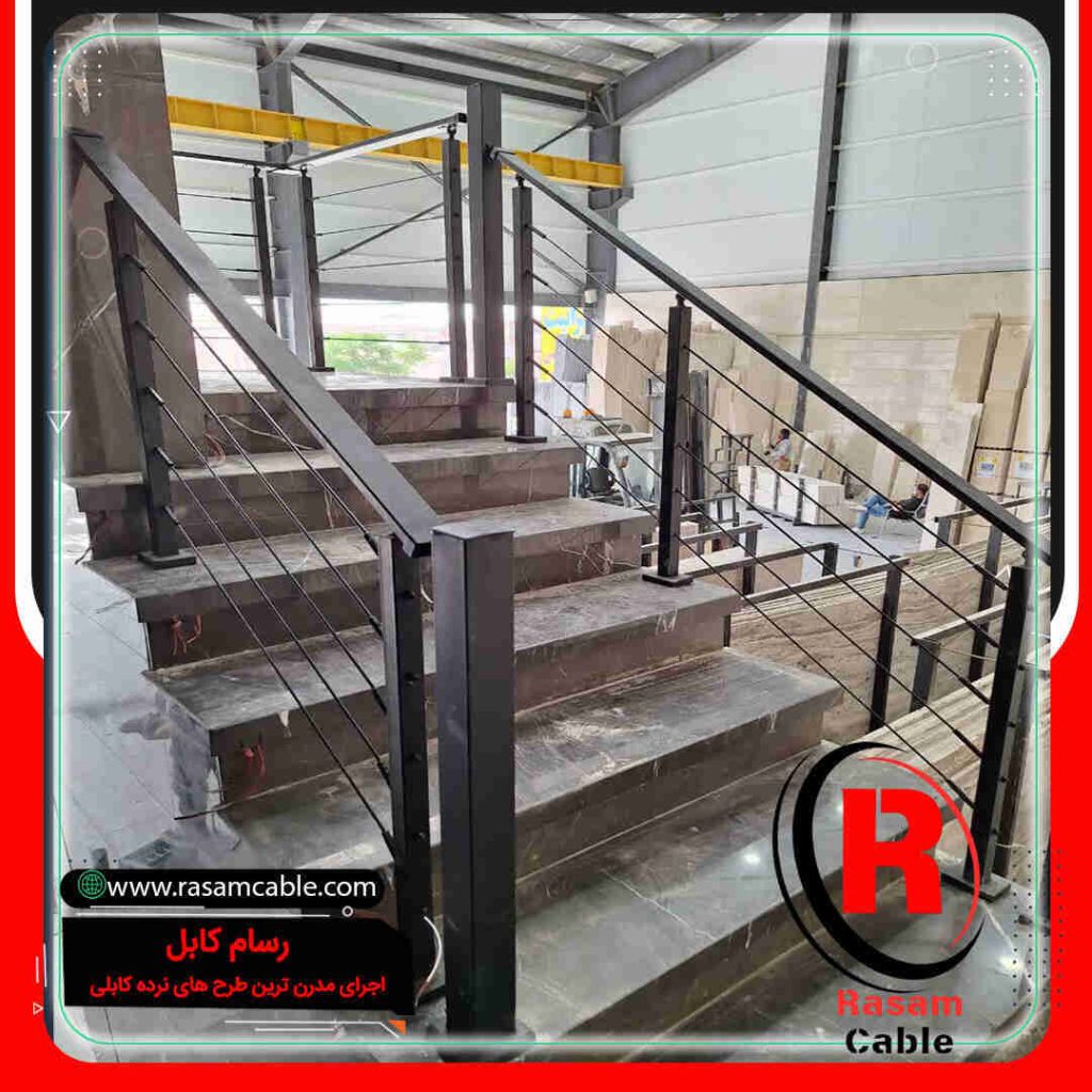 نرده سیم بکسلی پایه مشکی گالوانیزه