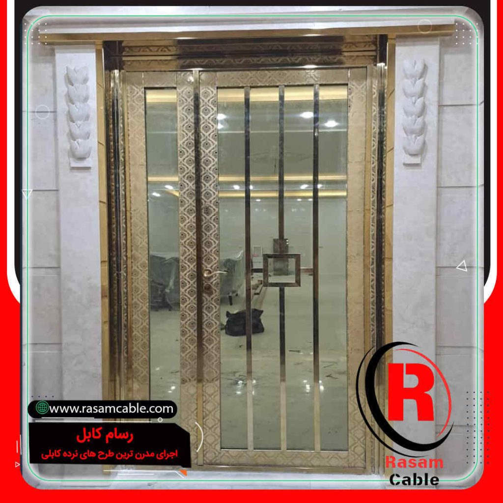 اجرای درب استیل طلایی ورودی سالن