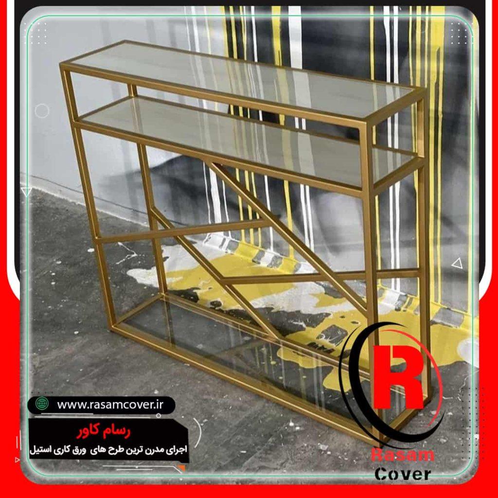 ساخت دکوری استیل طلایی مغازه