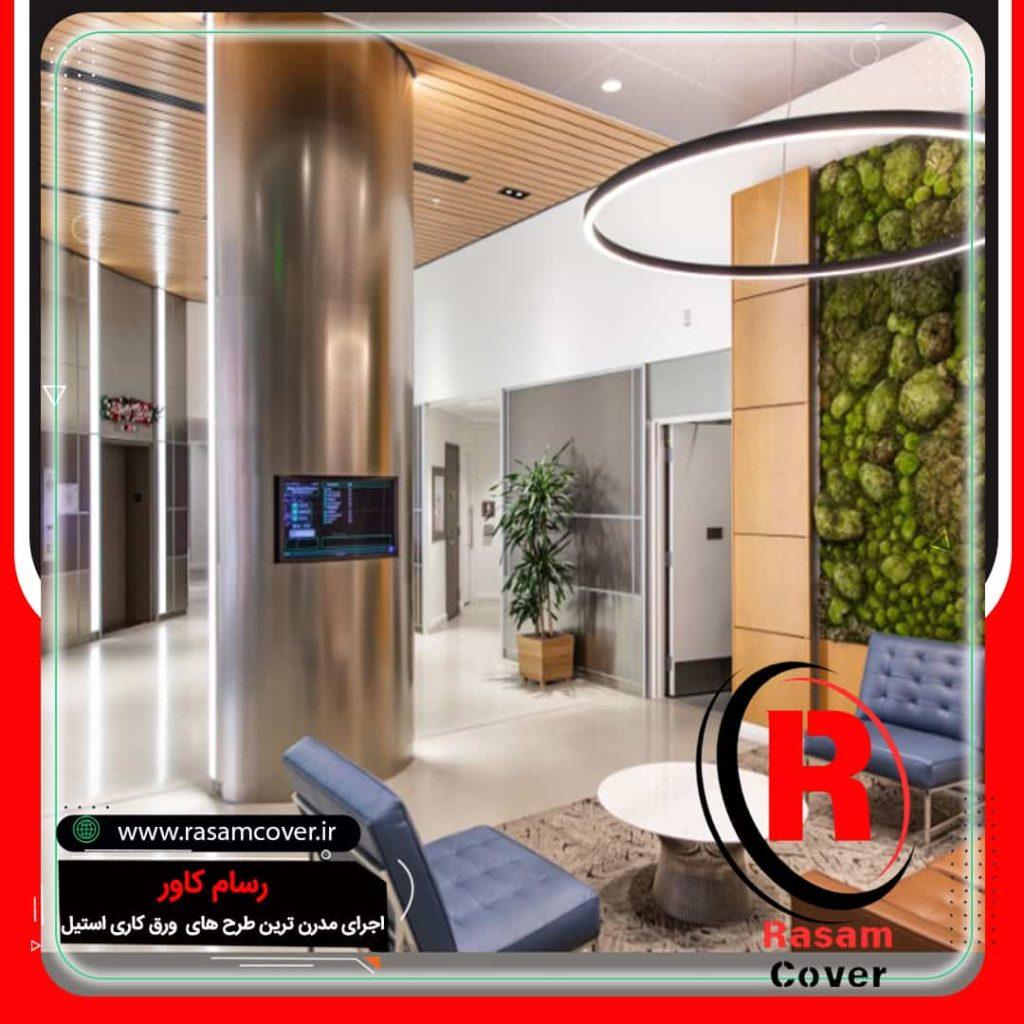 نصب ستون استیل نقره ای براق