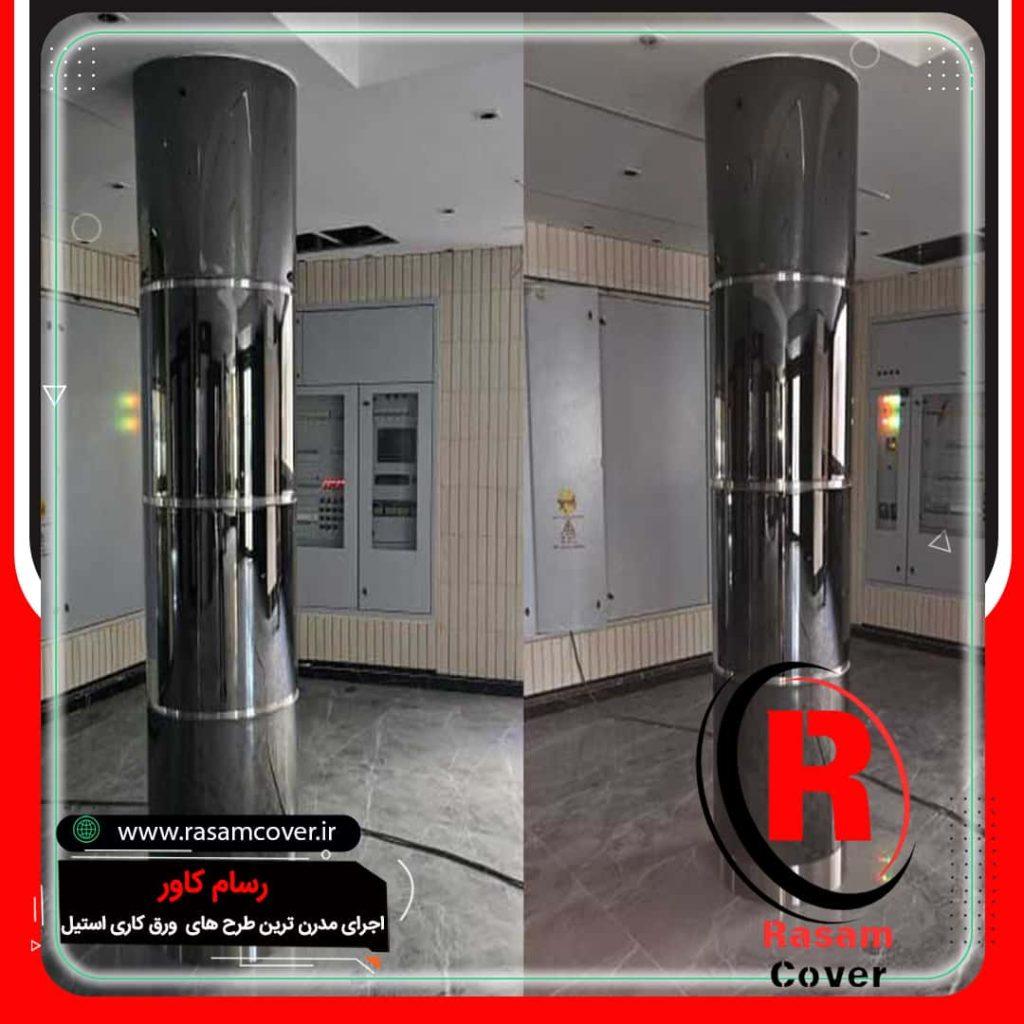 نصب ستون استیل نقره ای براق کرمان