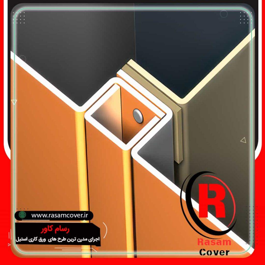 مراحل اجرای روکش استیل ستون مربع