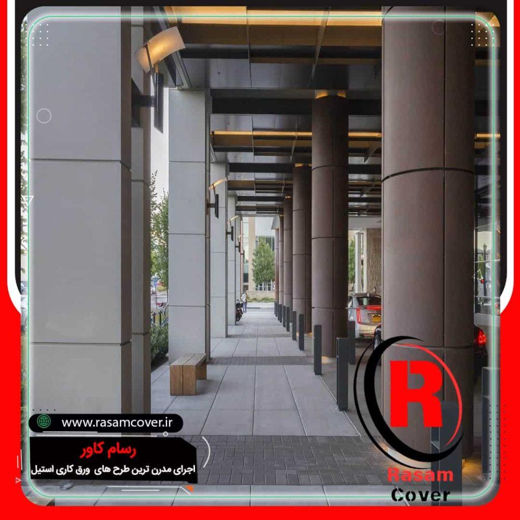 اجرای ستون مربع استیل