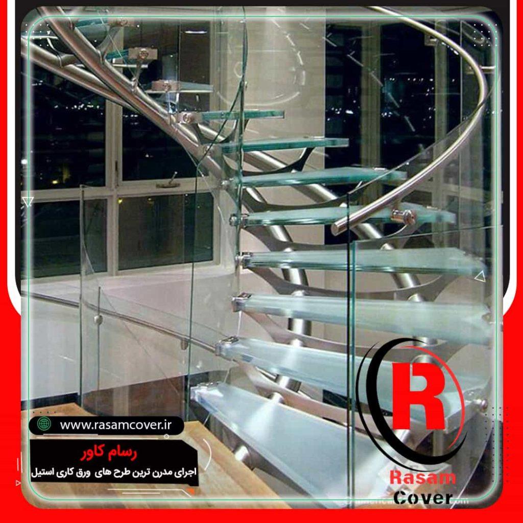 نرده شیشه ای پله دوبلکس