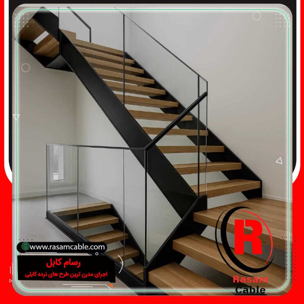 نرده شیشه ای راه پله تک محور